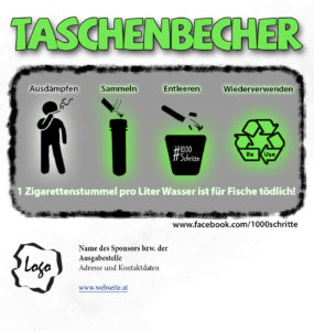 Etikett-Rohentwurf eines TAschenbechers